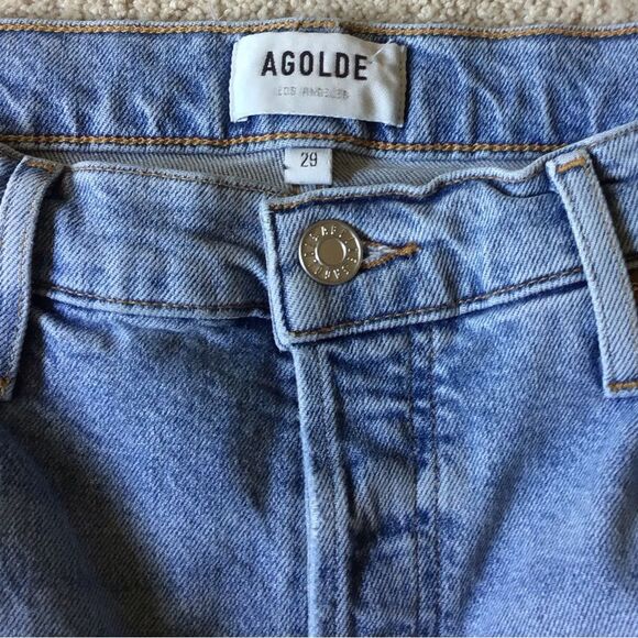 Agolde Riley Crop Light Blue Straight Leg Jeans - Picture 5 of 7